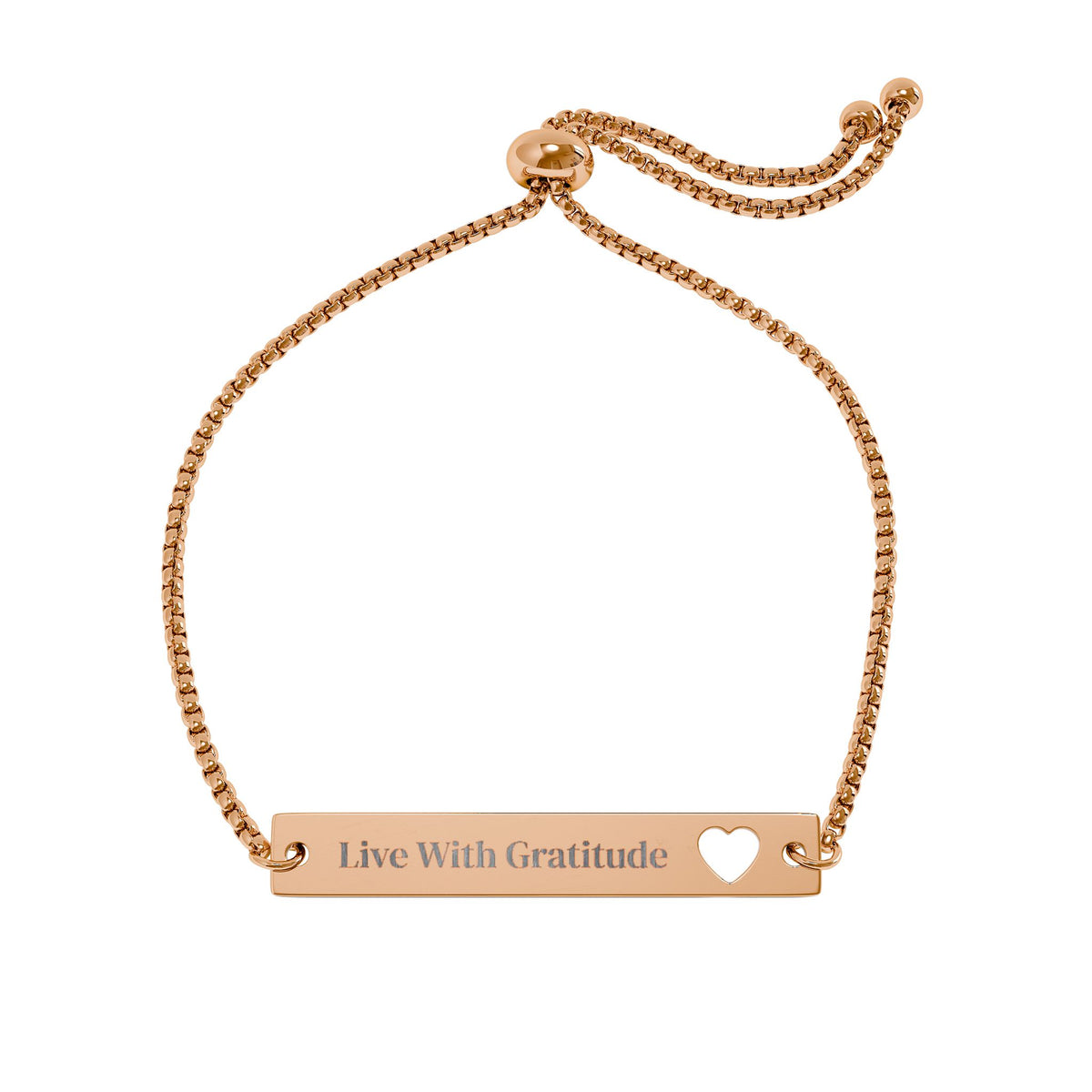 Adjustable Flat Cutout Heart Bar Bracelet (Engraving)
